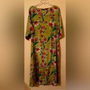 Natori Chikayo-Obi Silk Dress in Yellow and Pink